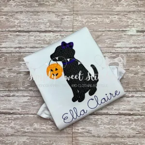 1191  - HALLOWEEN GIRLY PUPPY WITH JACK-O-LANTERN - APPLIQUE CHILD SHIRT