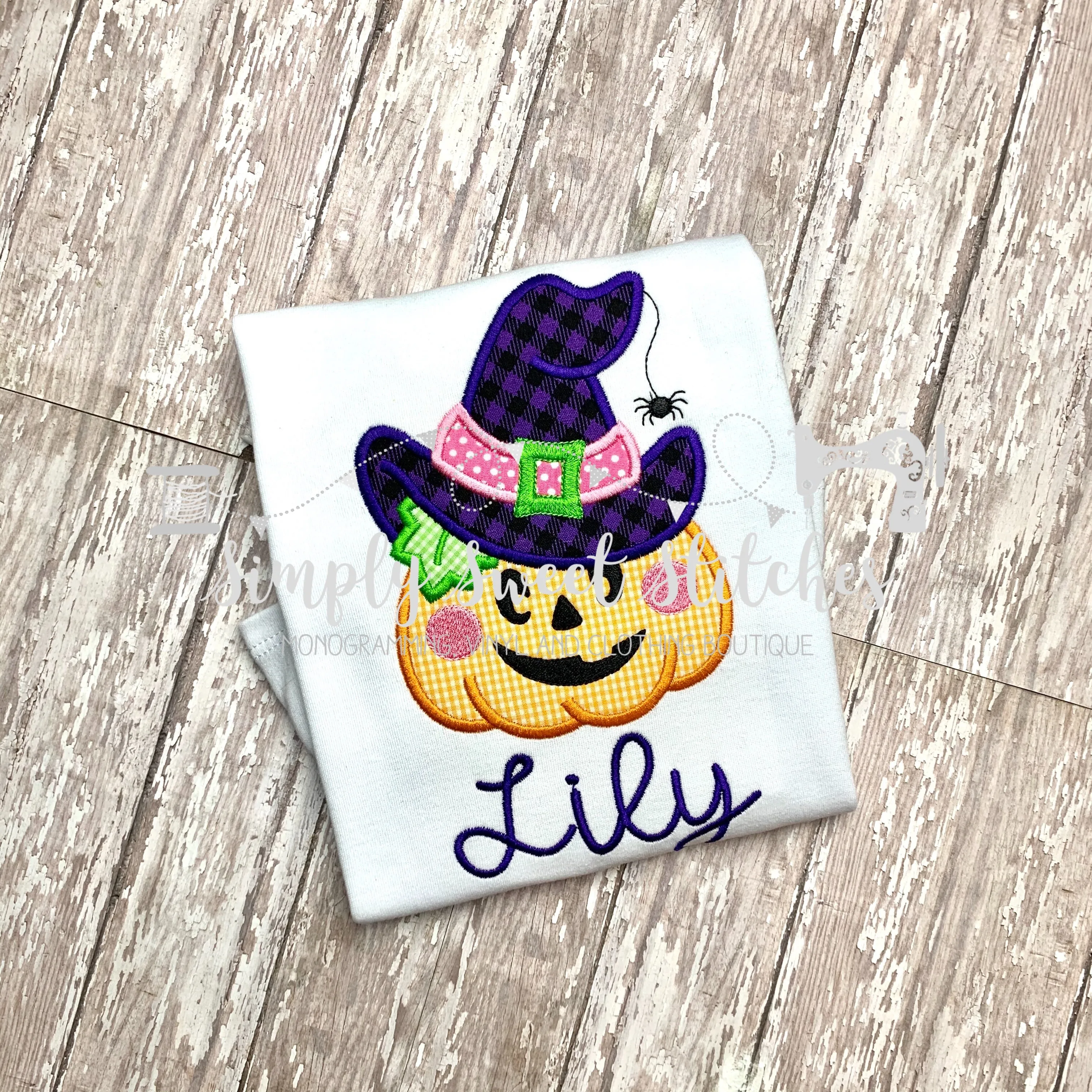 1251 - HAPPY FACE PUMPKIN - APPLIQUE CHILD SHIRT