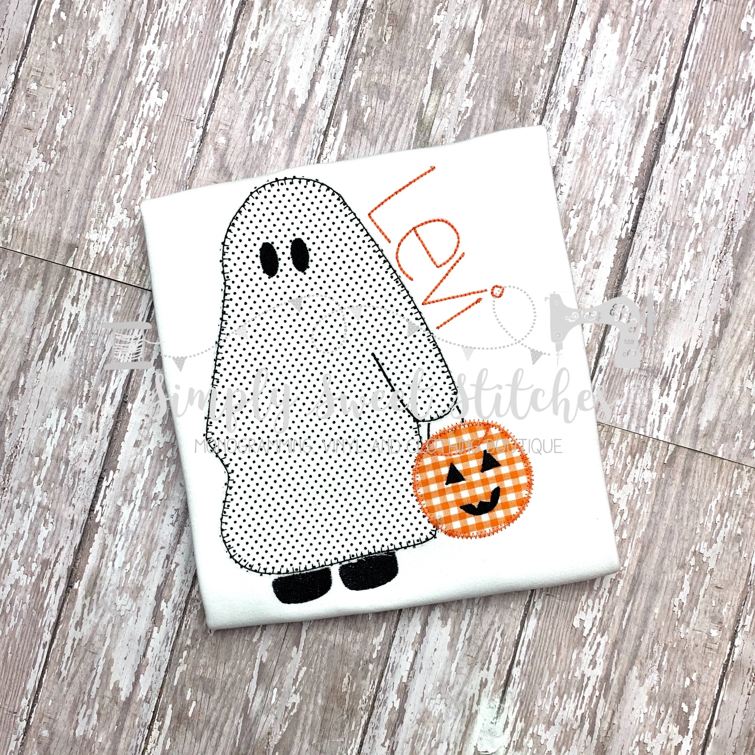 1253 - BOY GHOST - APPLIQUE CHILD SHIRT
