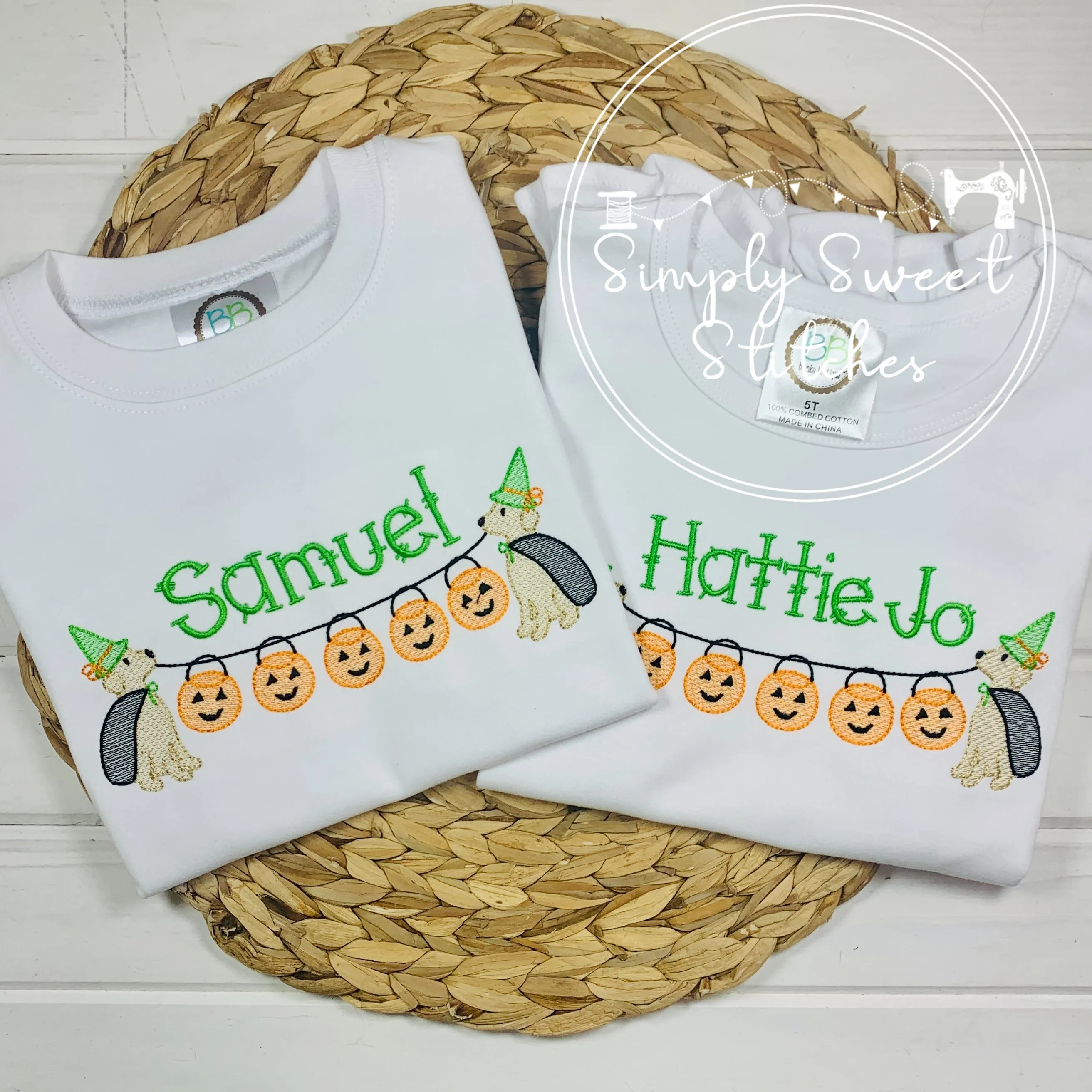 1441 - HALLOWEEN PUPPY JACK-O-LANTERN BANNER - SKETCH CHILD SHIRT