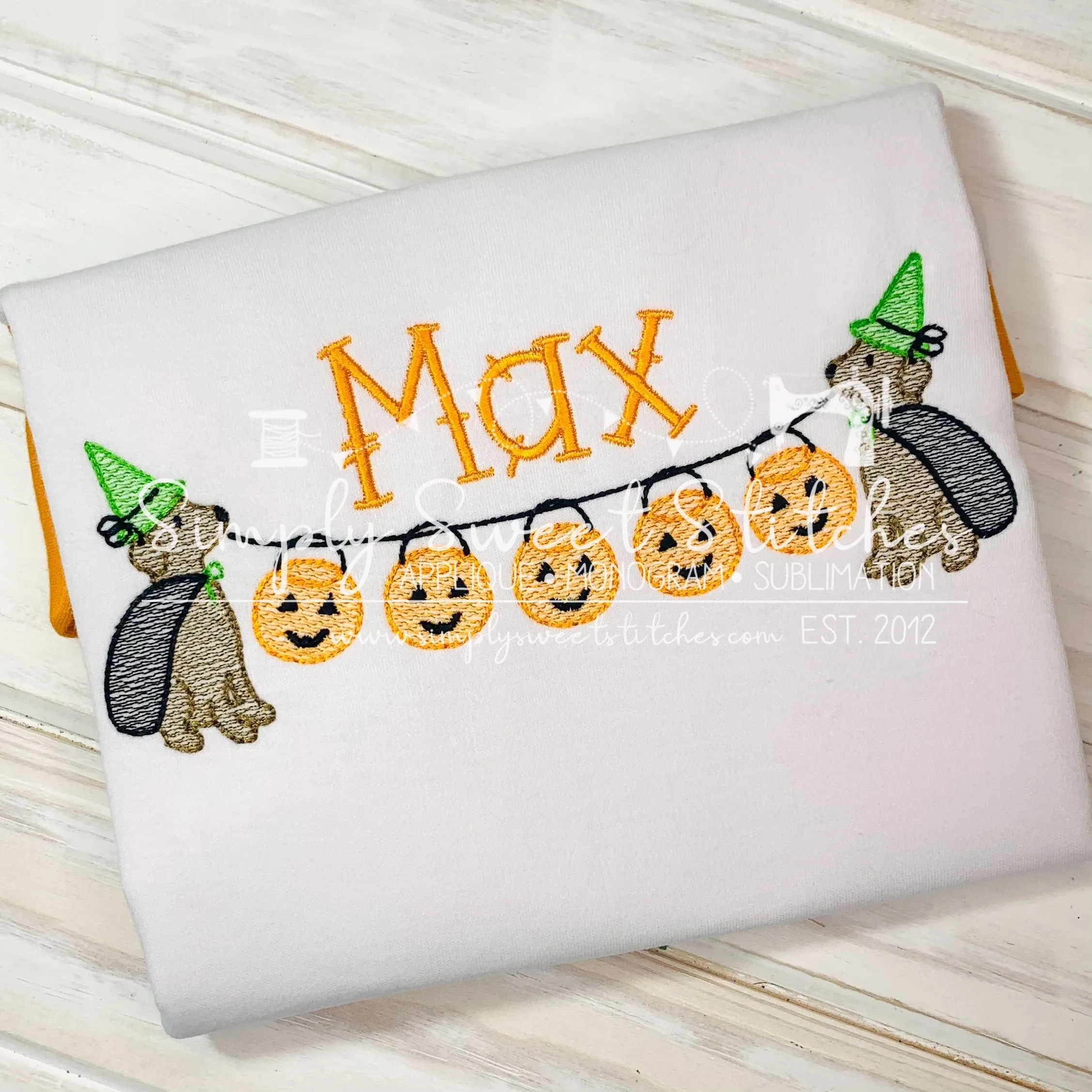 1441 - HALLOWEEN PUPPY JACK-O-LANTERN BANNER - SKETCH CHILD SHIRT