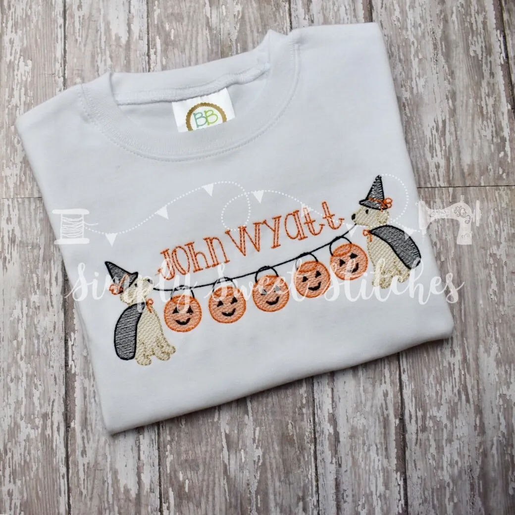 1441 - HALLOWEEN PUPPY JACK-O-LANTERN BANNER - SKETCH CHILD SHIRT