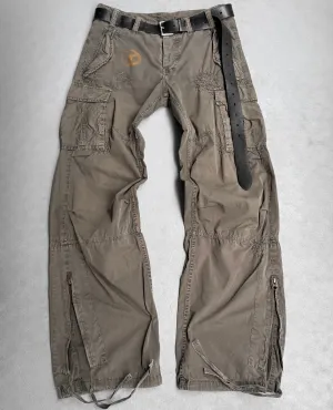 291295=HOMME Early 00s Adjustable Flare Khaki Cargo Pants