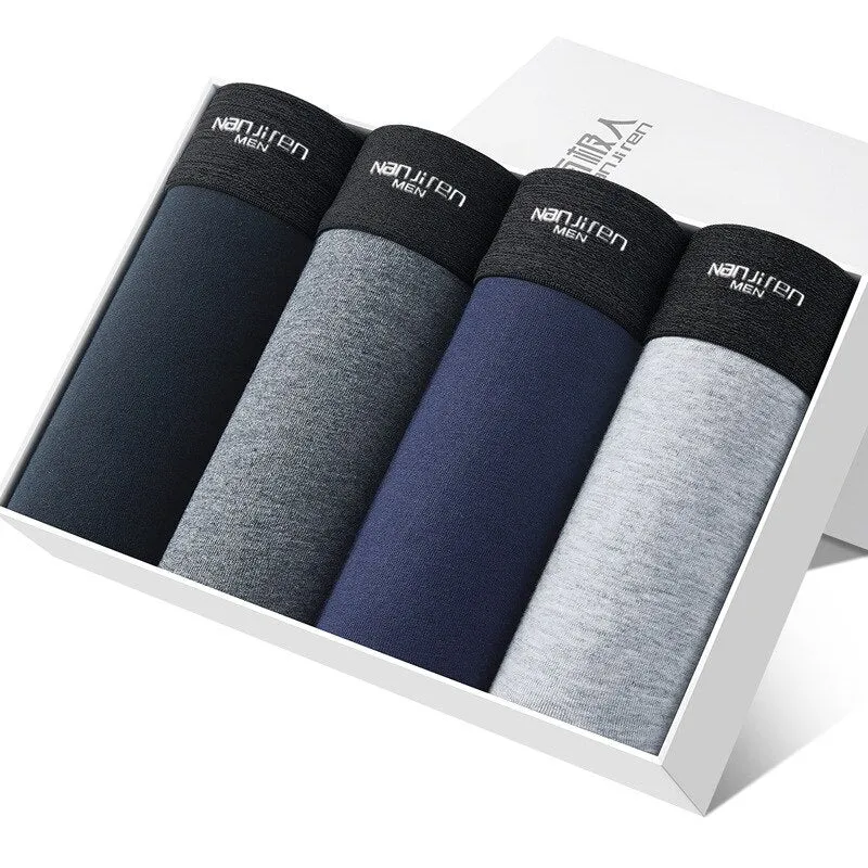 4Pcs/lot Male Panties Bamboo Fiber Men's Underwear Boxers Breathable Man trunk Boxer Solid Underpants Comfortable Brand Shorts
