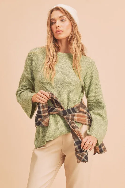 Aemi   Co Harlie Cutout Crew Neck Sweater