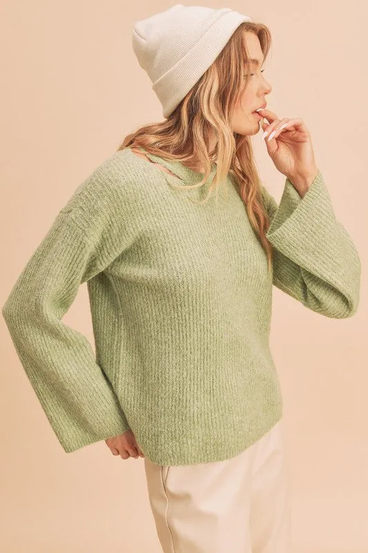 Aemi   Co Harlie Cutout Crew Neck Sweater