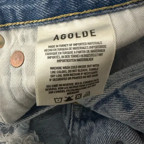 Agolde Parker Light Wash Distressed High-Waisted Shorts
