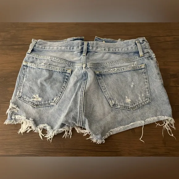 Agolde Parker Light Wash Distressed High-Waisted Shorts