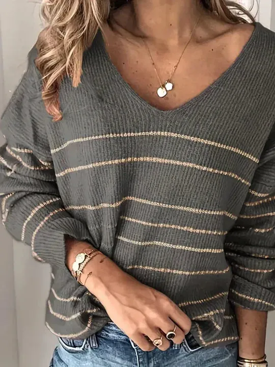 Aira | Striped V-Neck Sweater for Stylish Women
