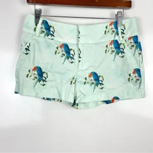 Alice   Olivia Tropical Bird Print Caddy Shorts Low Rise Pockets Women's