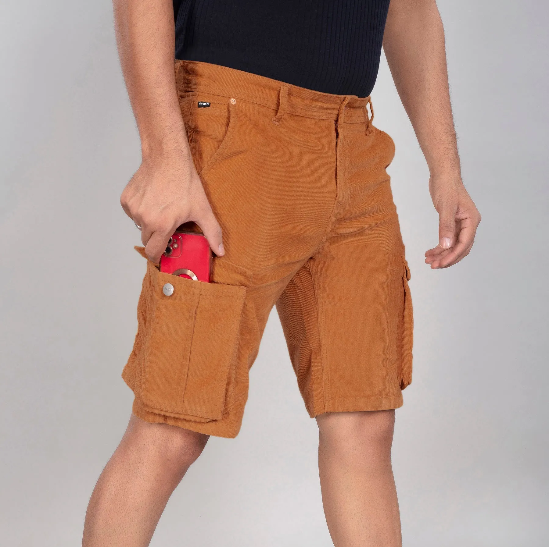 Almond Corduroy Cargo Shorts