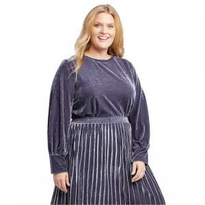 Ava & Viv Women's Plus Size Crewneck Velour Pullover Top