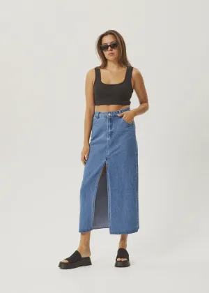Ayla Hemp Maxi Skirt - Worn Blue