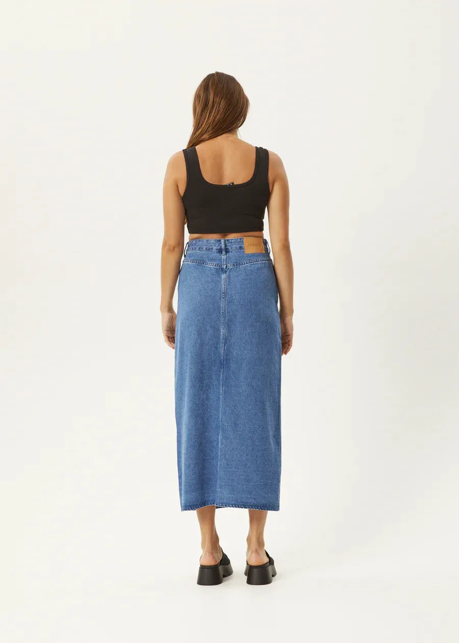 Ayla Hemp Maxi Skirt - Worn Blue