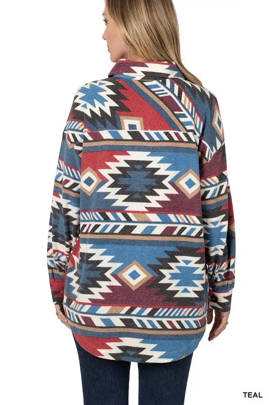 Aztec Oversized Shacket With Pockets
