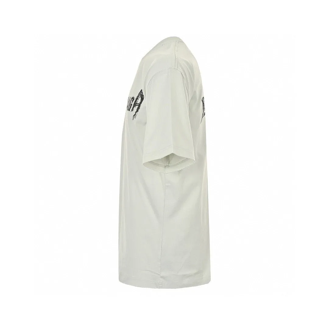Balenciaga Distressed Logo T-Shirt in White