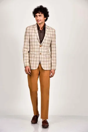 Beige Tweed Woollen Blazer