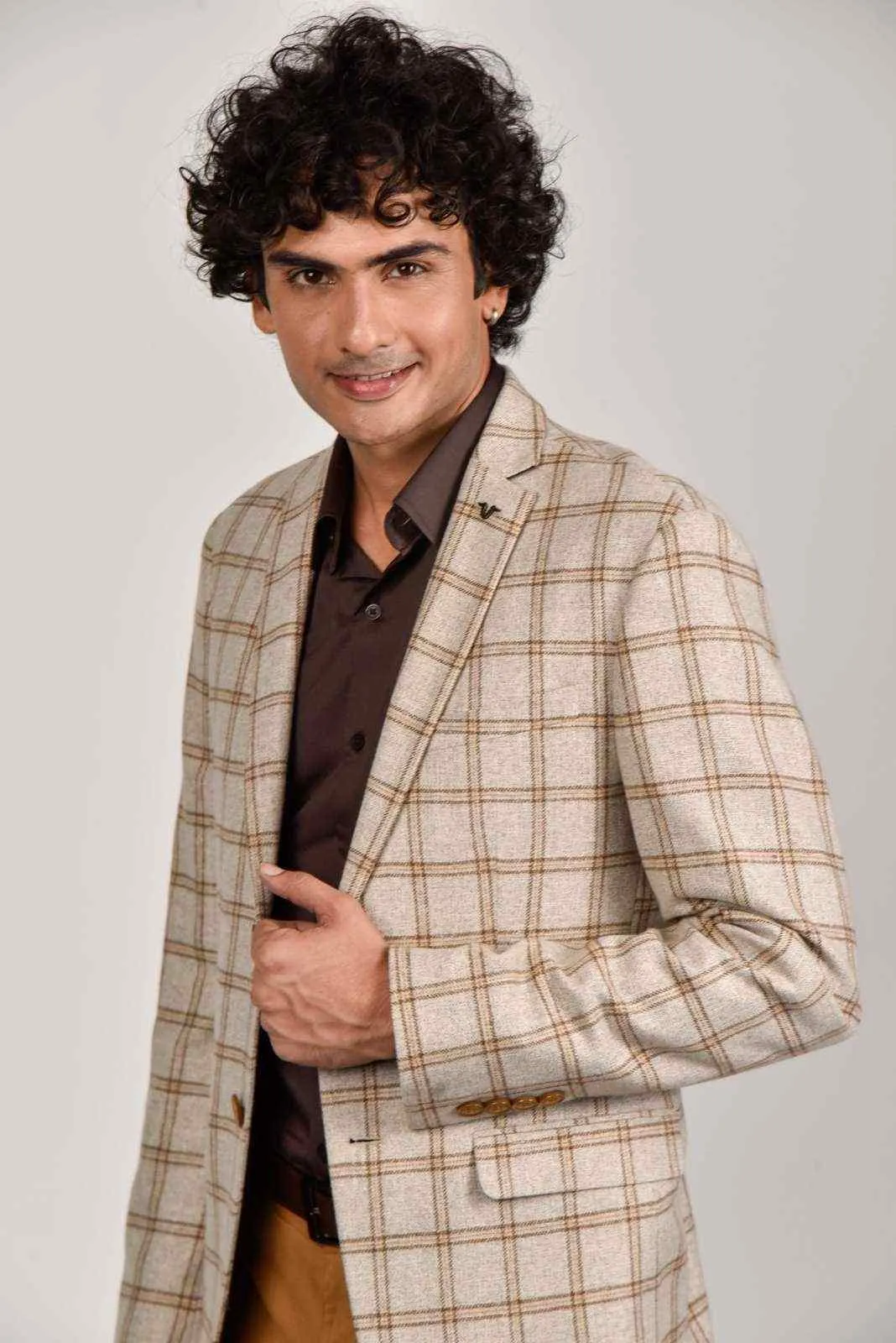Beige Tweed Woollen Blazer