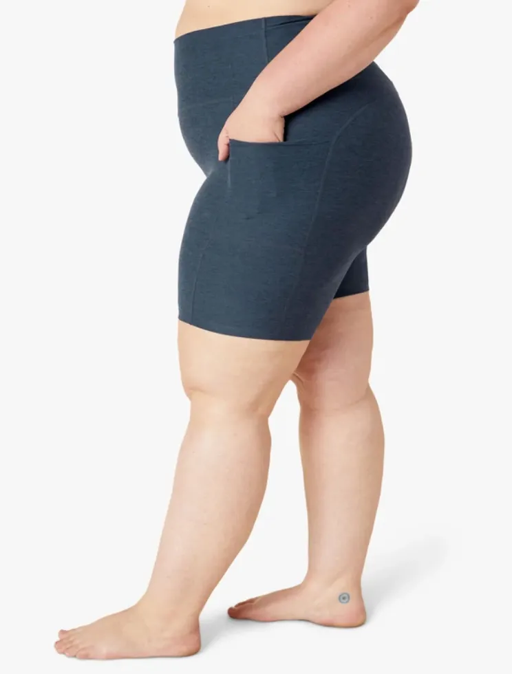 Beyond Yoga Spacedye Team Pockets High Waisted Biker Short- Nocturnal Navy