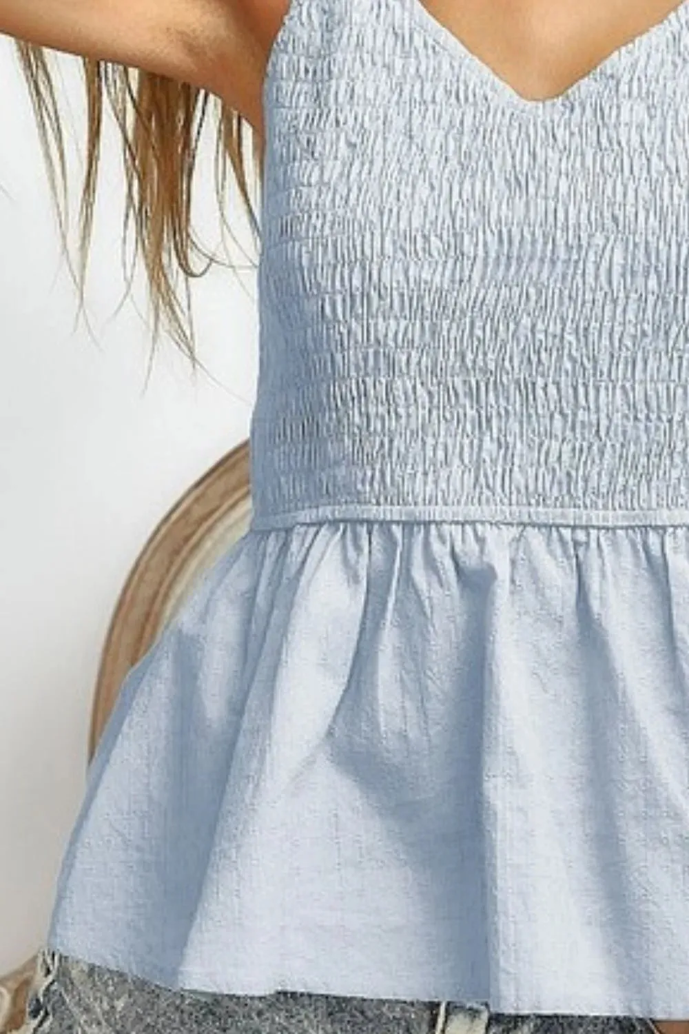 BiBi Eyelet Woven Sleeveless Elasticized Top