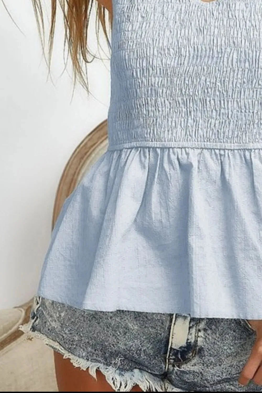 BiBi Eyelet Woven Sleeveless Elasticized Top
