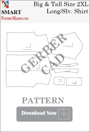Big and Tall Long Sleeve Shirt Downloadable Gerber/CAD Pattern