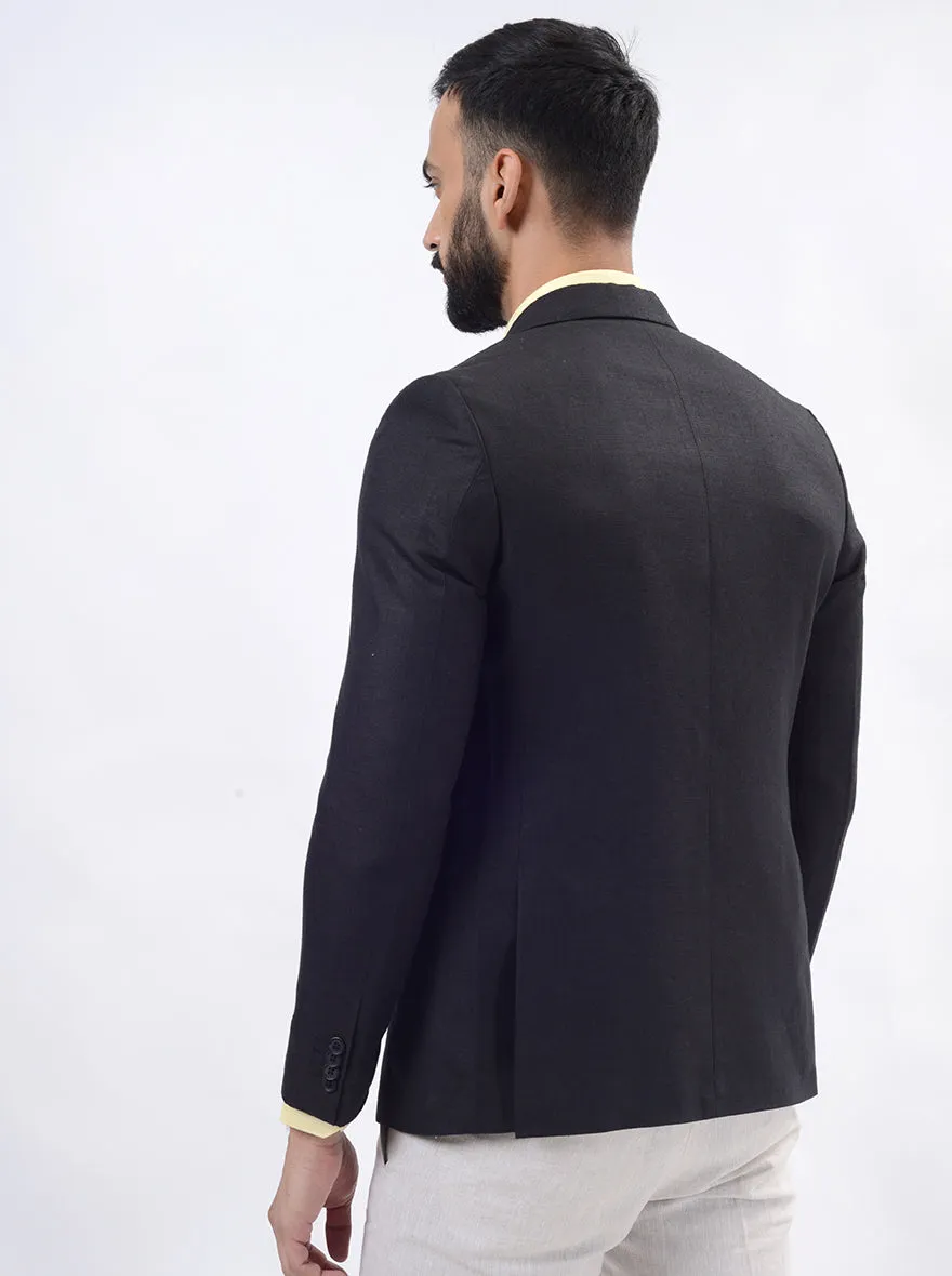Black Solid Regular Fit Blazer | JB Studio