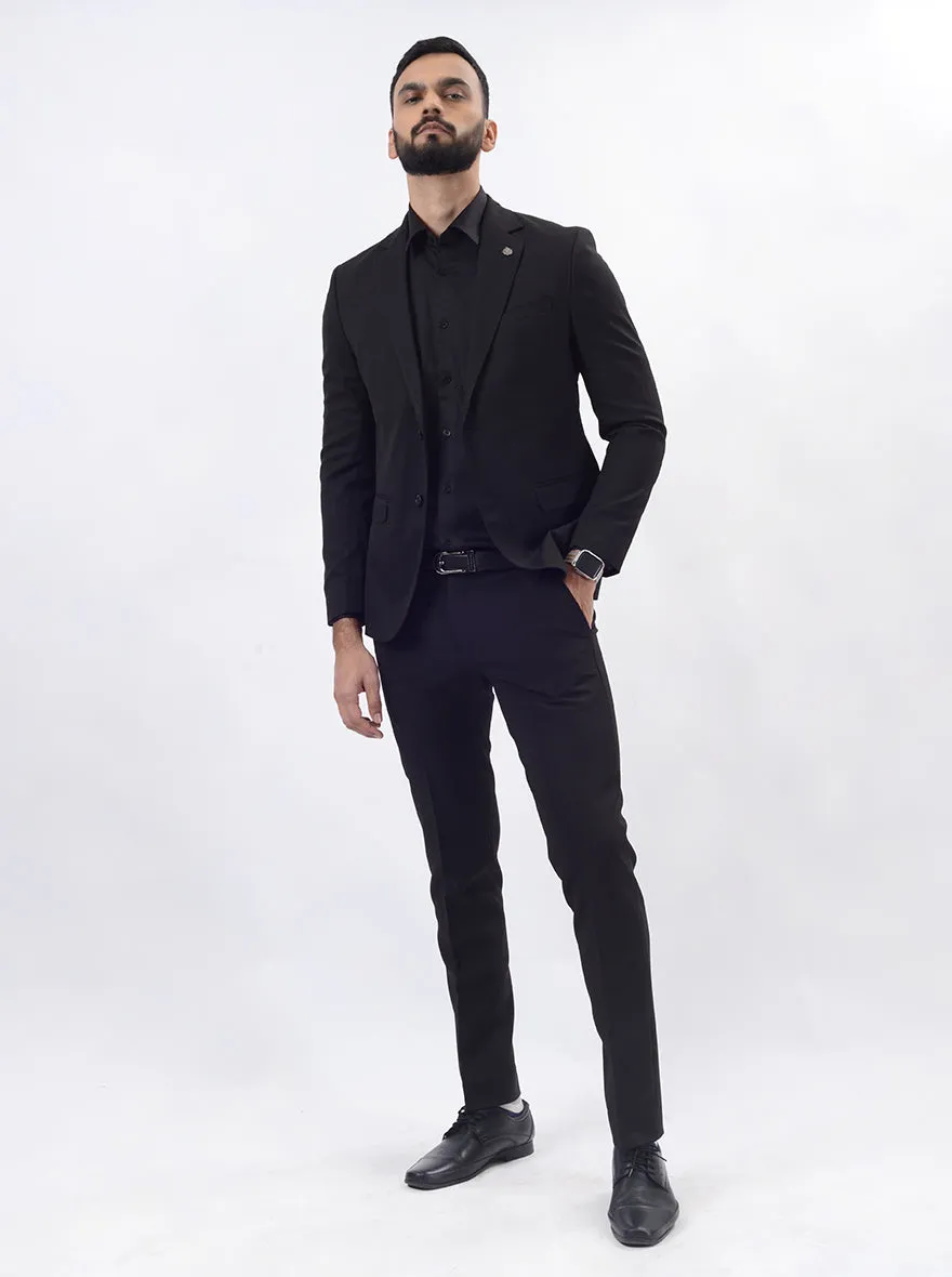 Black Solid Regular Fit Blazer | JB Studio