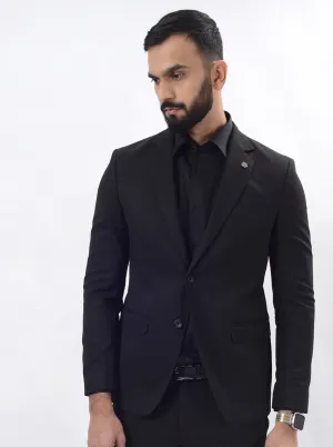 Black Solid Regular Fit Blazer | JB Studio