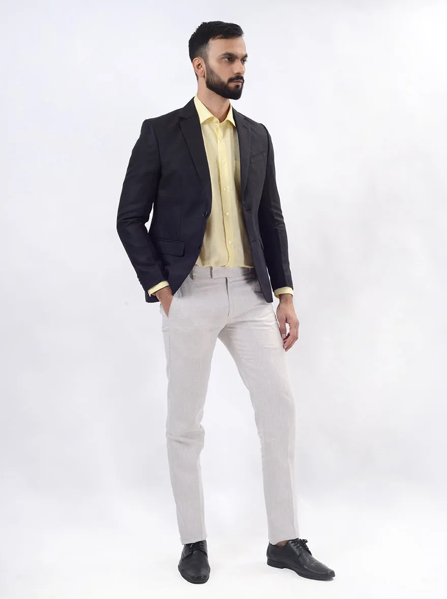 Black Solid Regular Fit Blazer | JB Studio