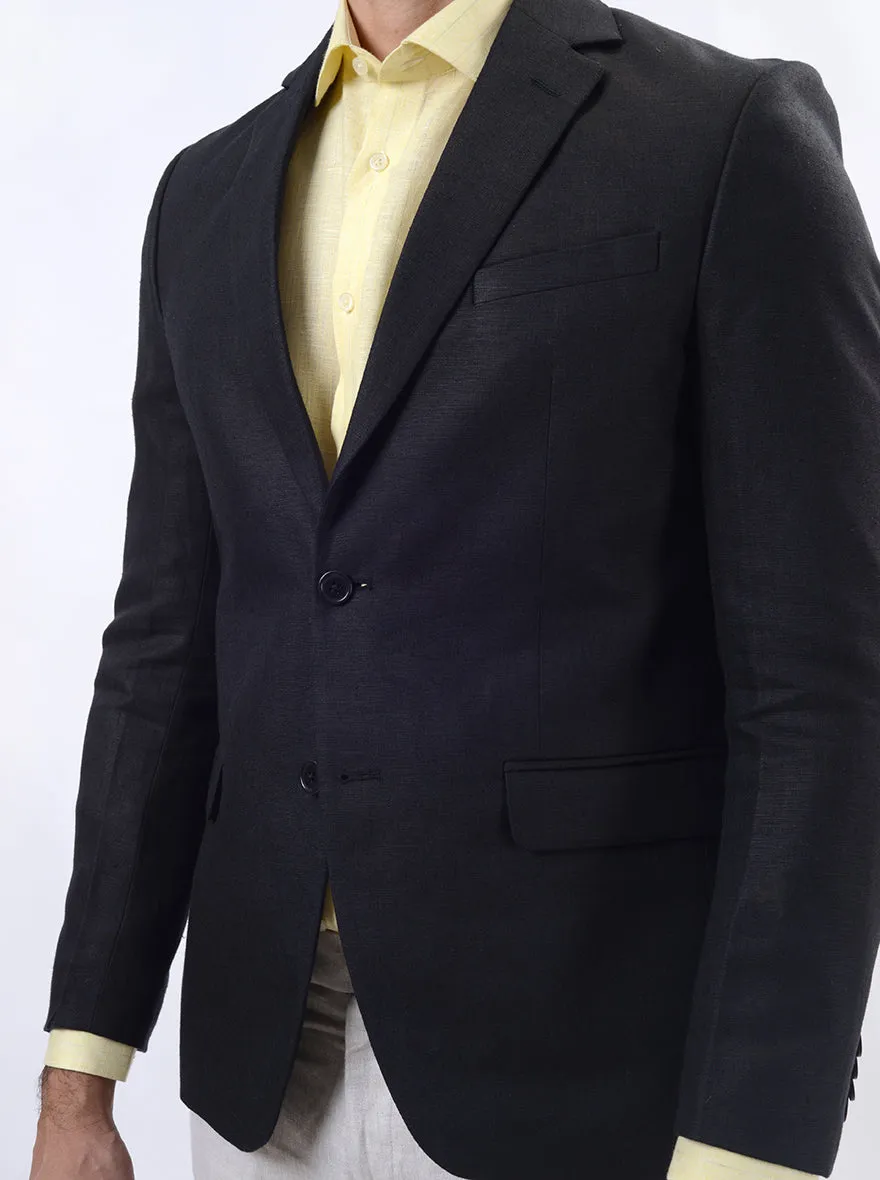 Black Solid Regular Fit Blazer | JB Studio