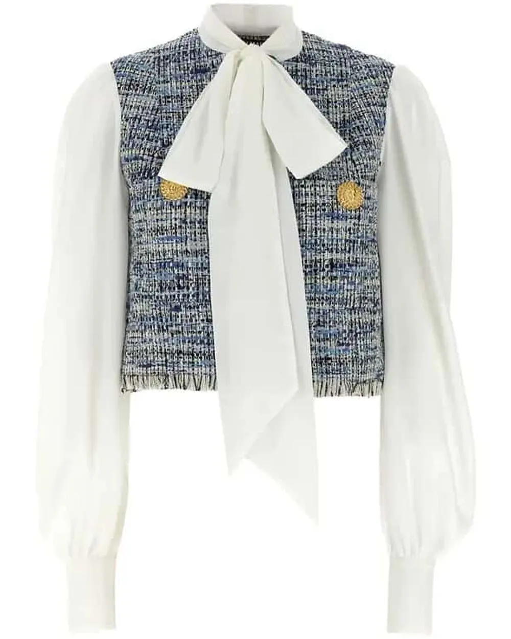 Bleu Jean Tweed Bow Neck Jacket