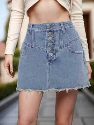 Blue Denim Mini Skirt