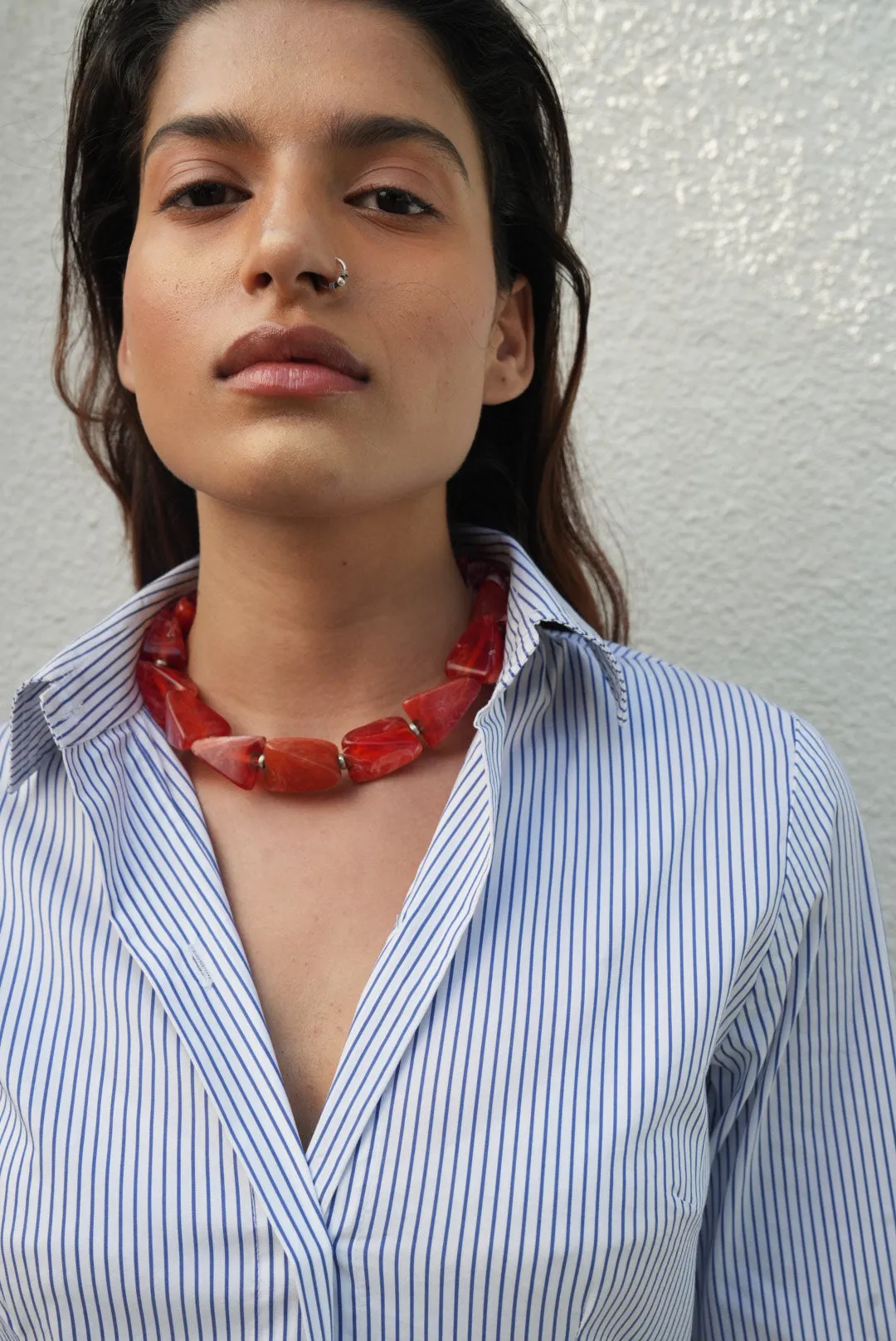 Blue Striped Fitted Shirt
