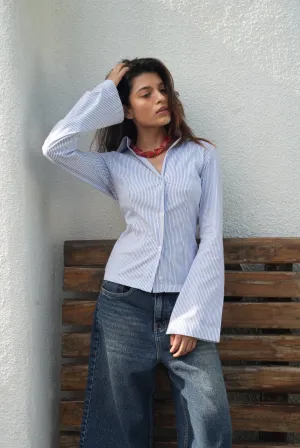 Blue Striped Fitted Shirt