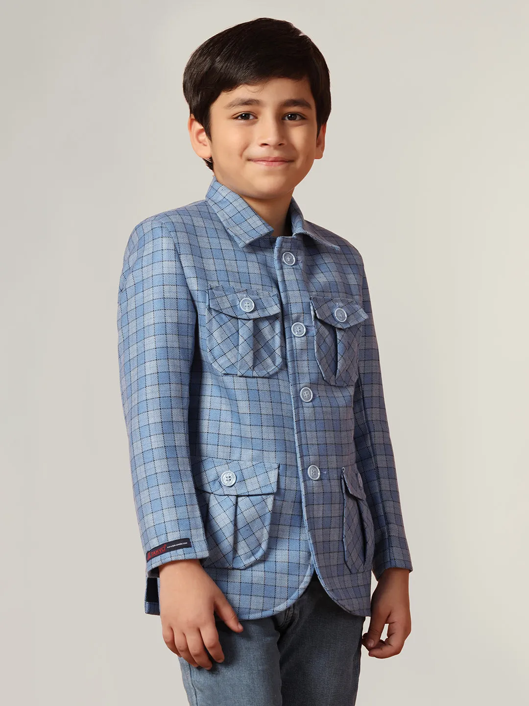 Blue Tweed Checkecd Jacket
