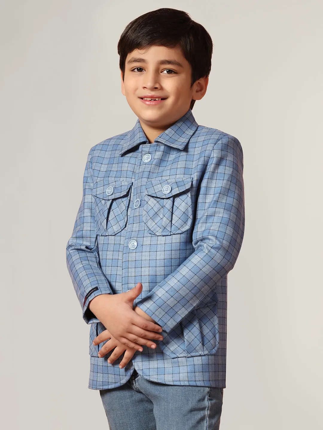 Blue Tweed Checkecd Jacket