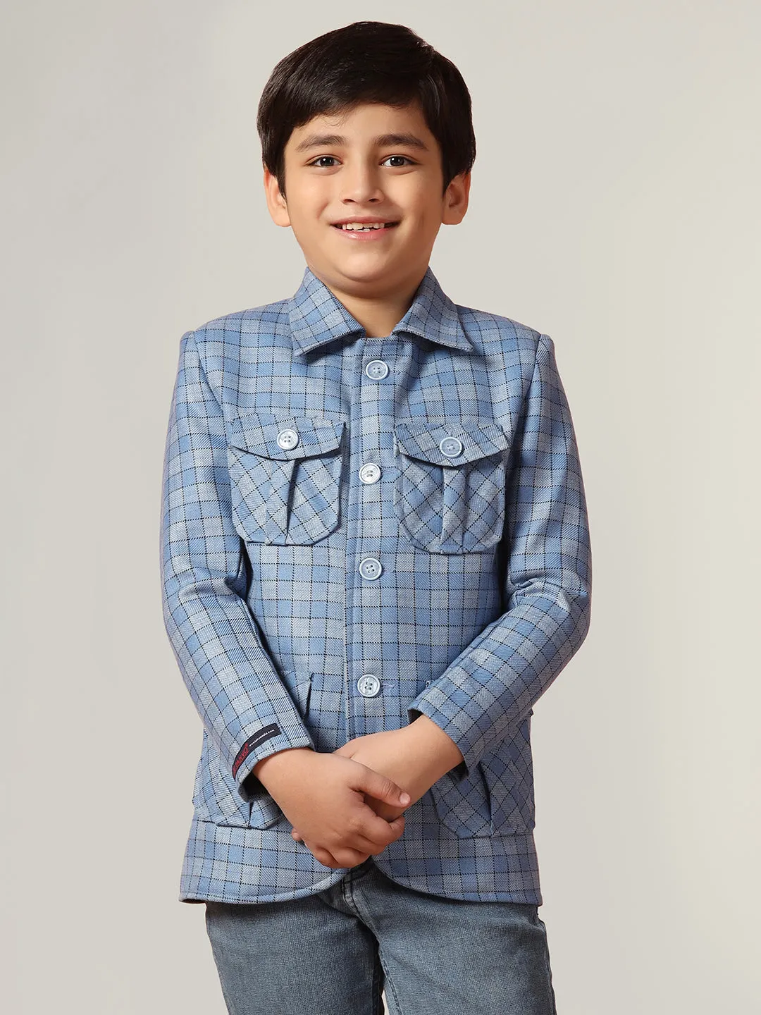 Blue Tweed Checkecd Jacket