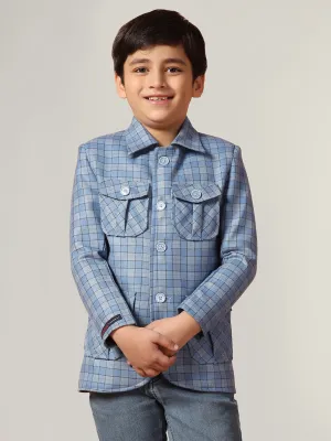 Blue Tweed Checkecd Jacket