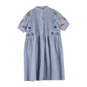BLUE/WHITE BUTTERFLY PRINT DRESS UB2494
