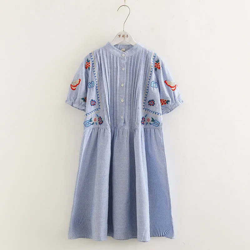BLUE/WHITE BUTTERFLY PRINT DRESS UB2494