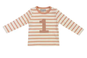 Bob & Blossom Number T-Shirts | Shrimp Pink & White T-shirt Striped
