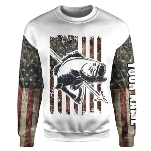 Bowfishing American USA Flag Camo Custom Name 3D All over printed Shirts | Sweatshirt - SDF135