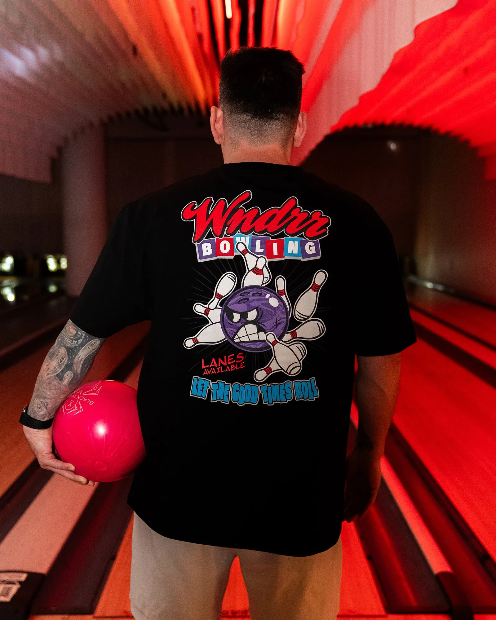 BOWLING BOX FIT TEE - BLACK