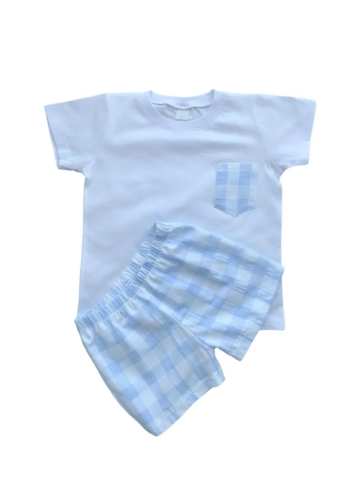 Boys Blue Check Short Sets