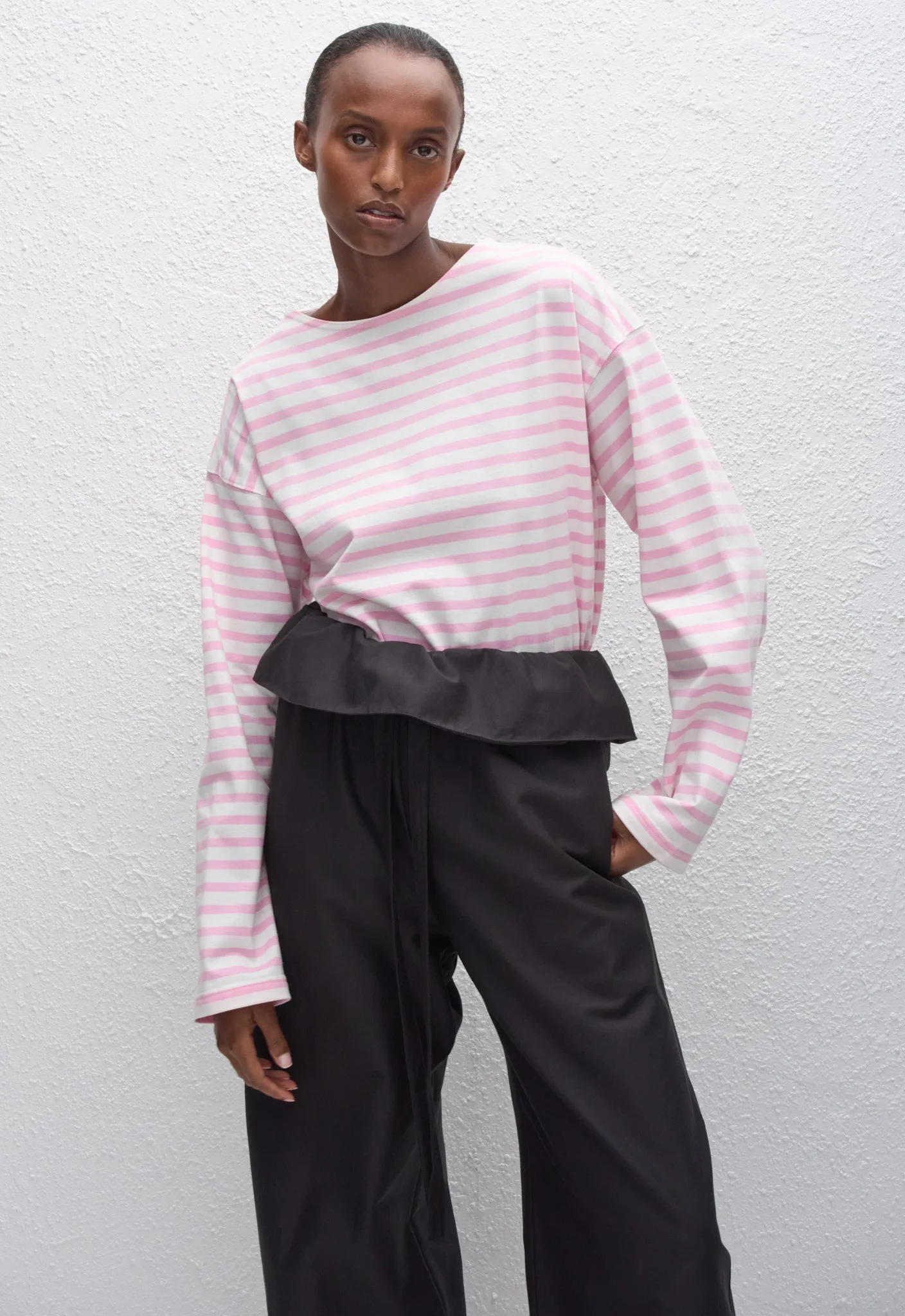 Breton Stripe Tee - Rose/White