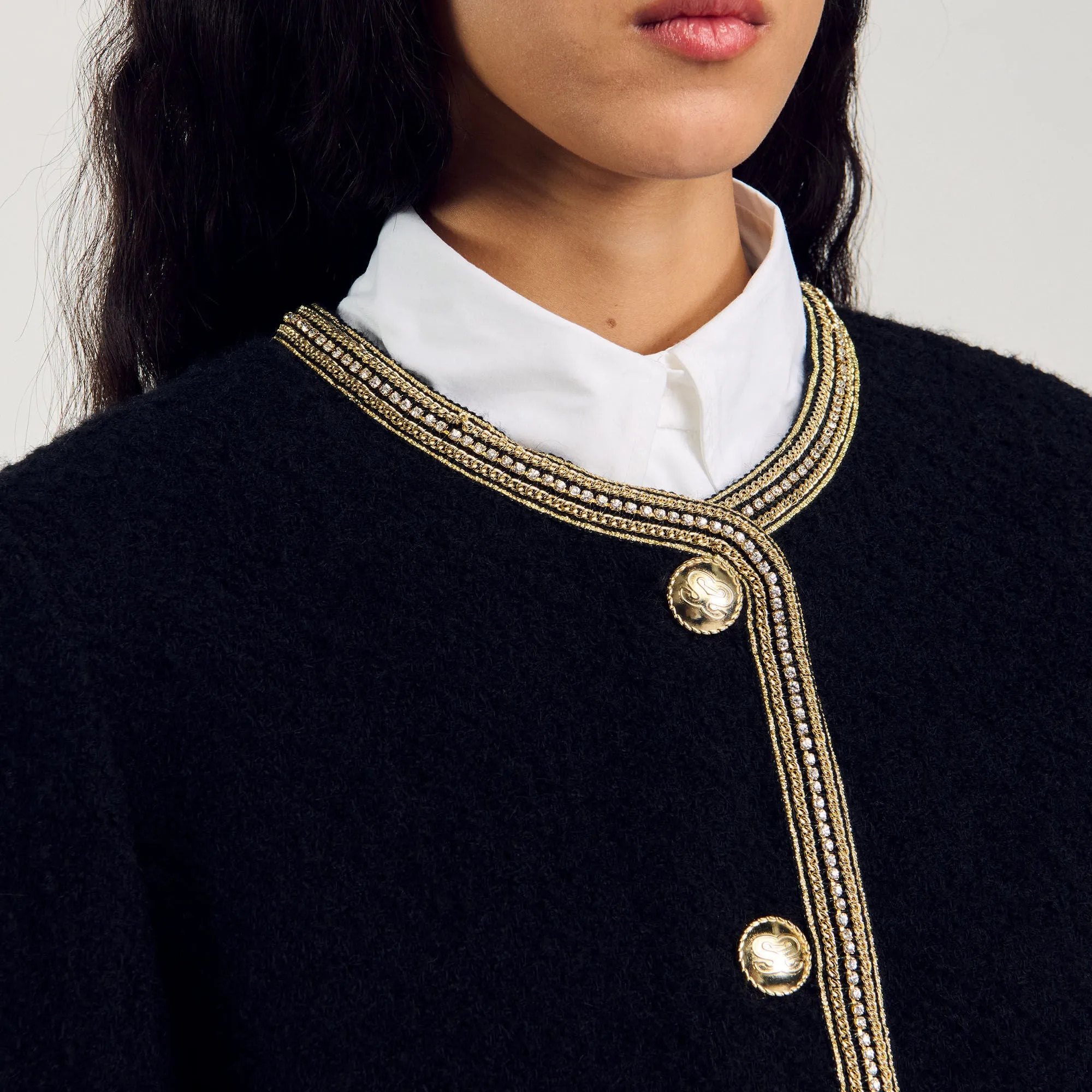 Cambridge Cropped Tweed Jacket Black