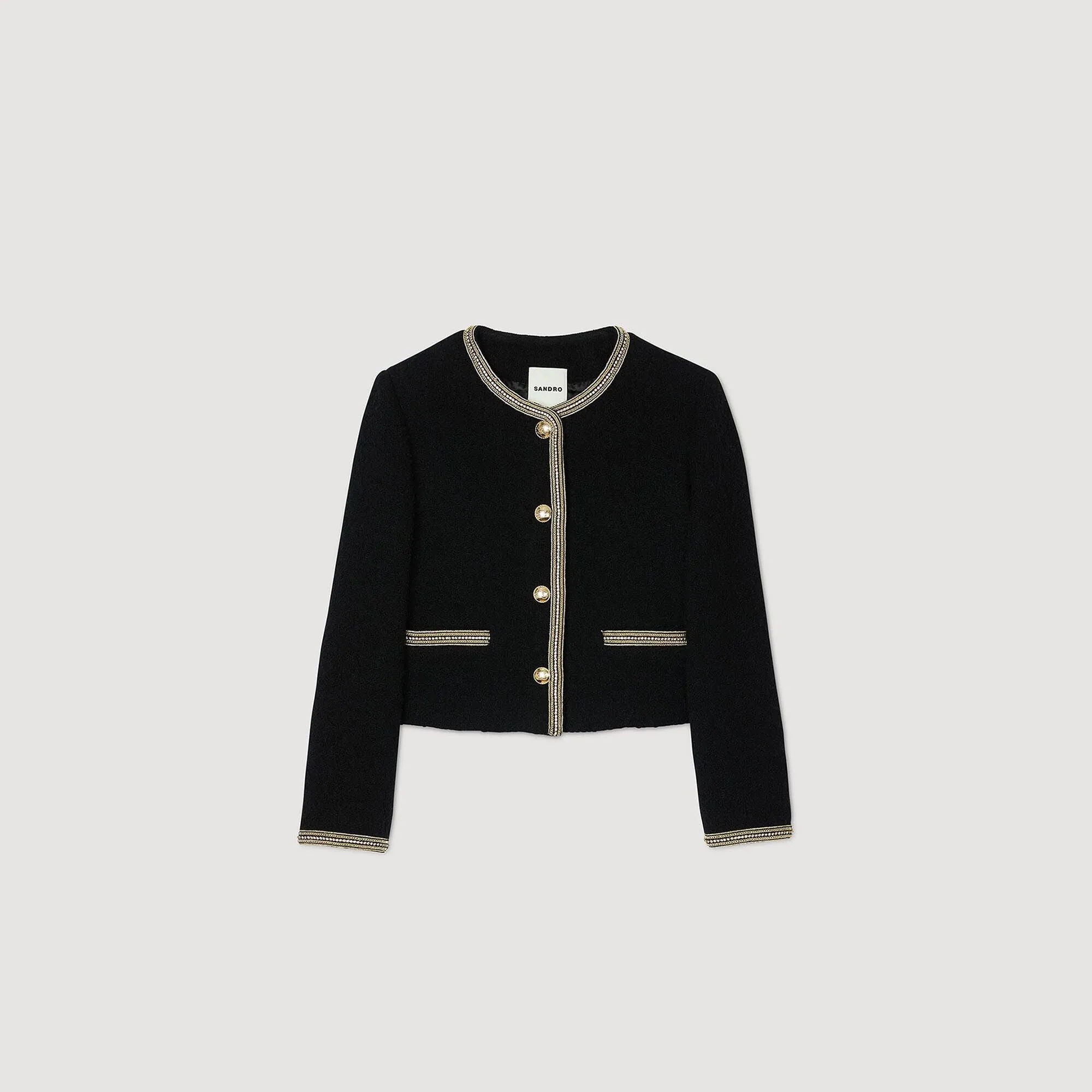 Cambridge Cropped Tweed Jacket Black