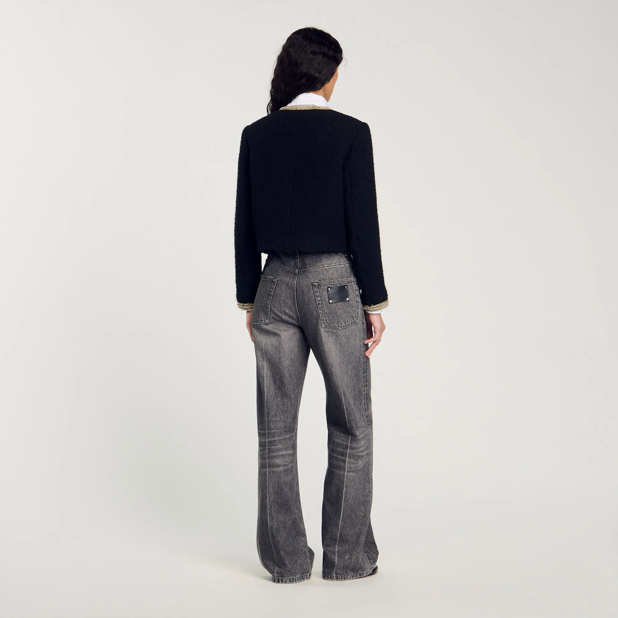 Cambridge Cropped Tweed Jacket Black