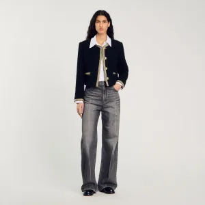 Cambridge Cropped Tweed Jacket Black